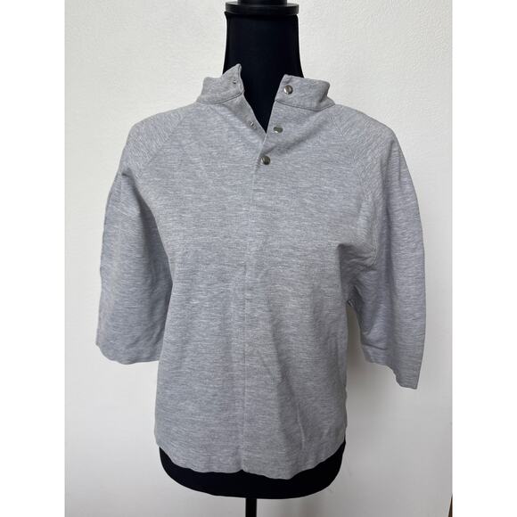 Club Monaco Mock Neck Snap-Back Button Shirt Heather Gray Women's Size Medium - Picture 1 of 9